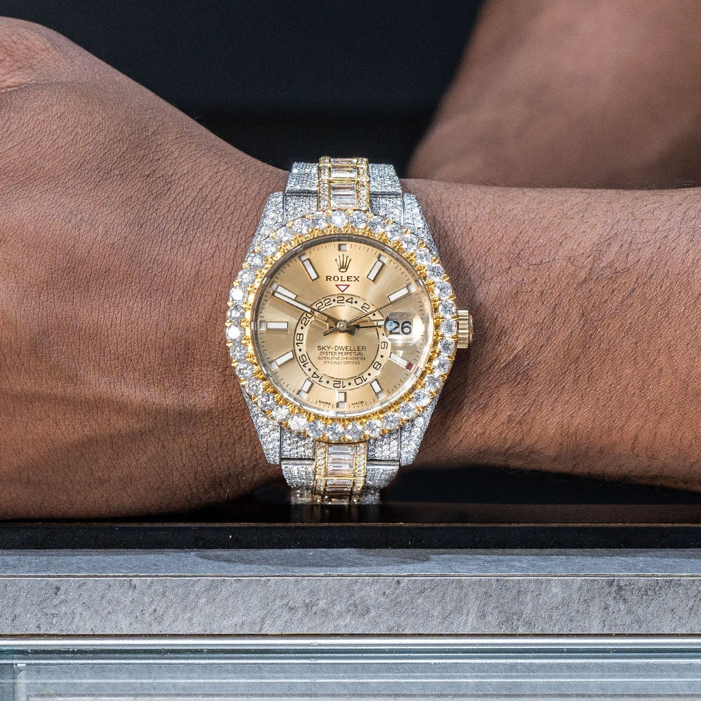 Rolex Sky-Dweller | Two Tone 18K and Stainless Steel |  Iced Out | 42 MM | 40 Carats