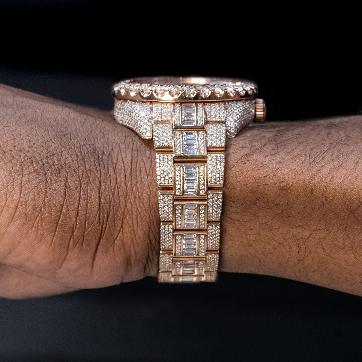 Rolex Sky-Dweller 18K Rose Gold | Fully Iced Out Baguette And Round Diamonds  | 42 MM | 35 Carats