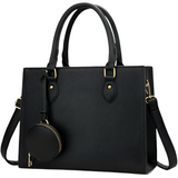 Elegant Women's Vegan Leather Tote – Stylish Shoulder Satchel with Top Handle & Matching Coin Purse