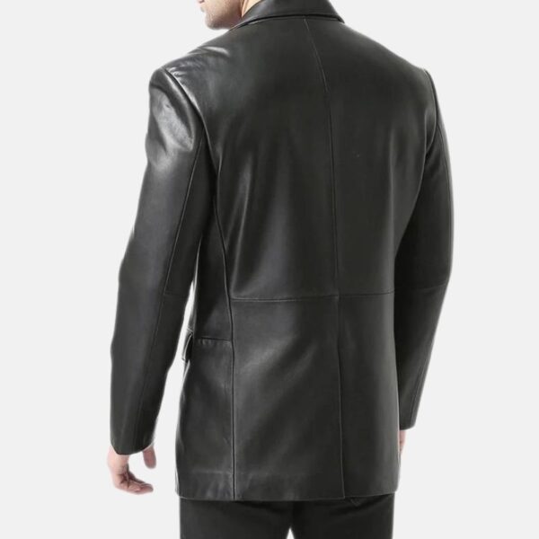 Black Leather Blazer Jacket Mens Classic Slim Fit
