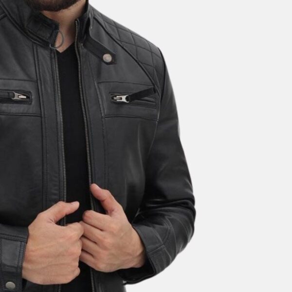 Cafe Racer Men’s Quilted Black Leather Jacket