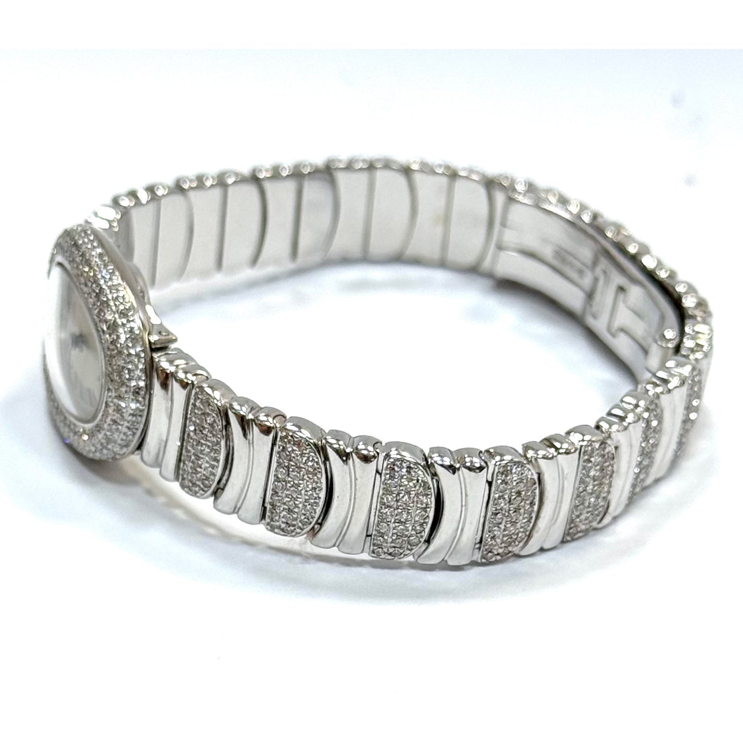 Cartier Baignoire Mini 18K White Gold Factory Diamond Bezel & Bracelet WB5095EA 2369