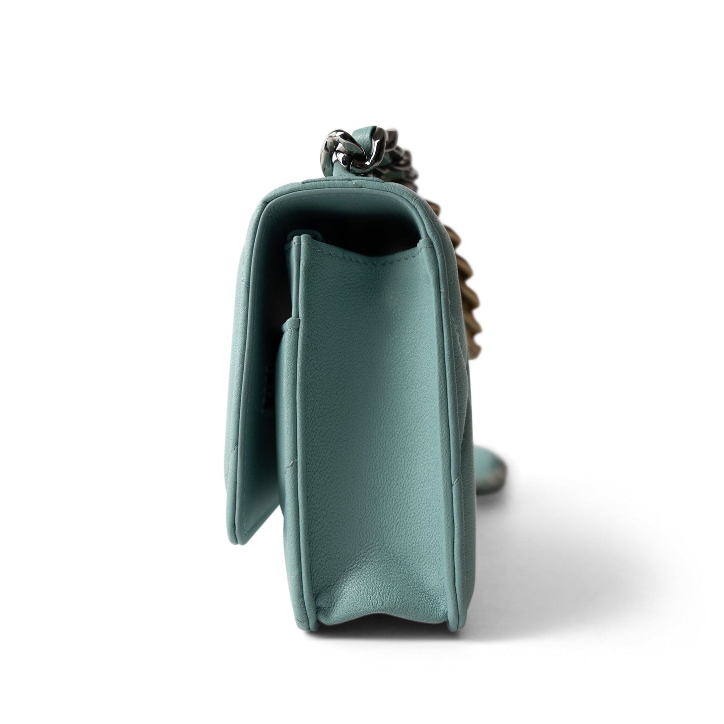 19C Tiffany Blue Lambskin Quilted 19 Wallet on Chain Mixed Hardware