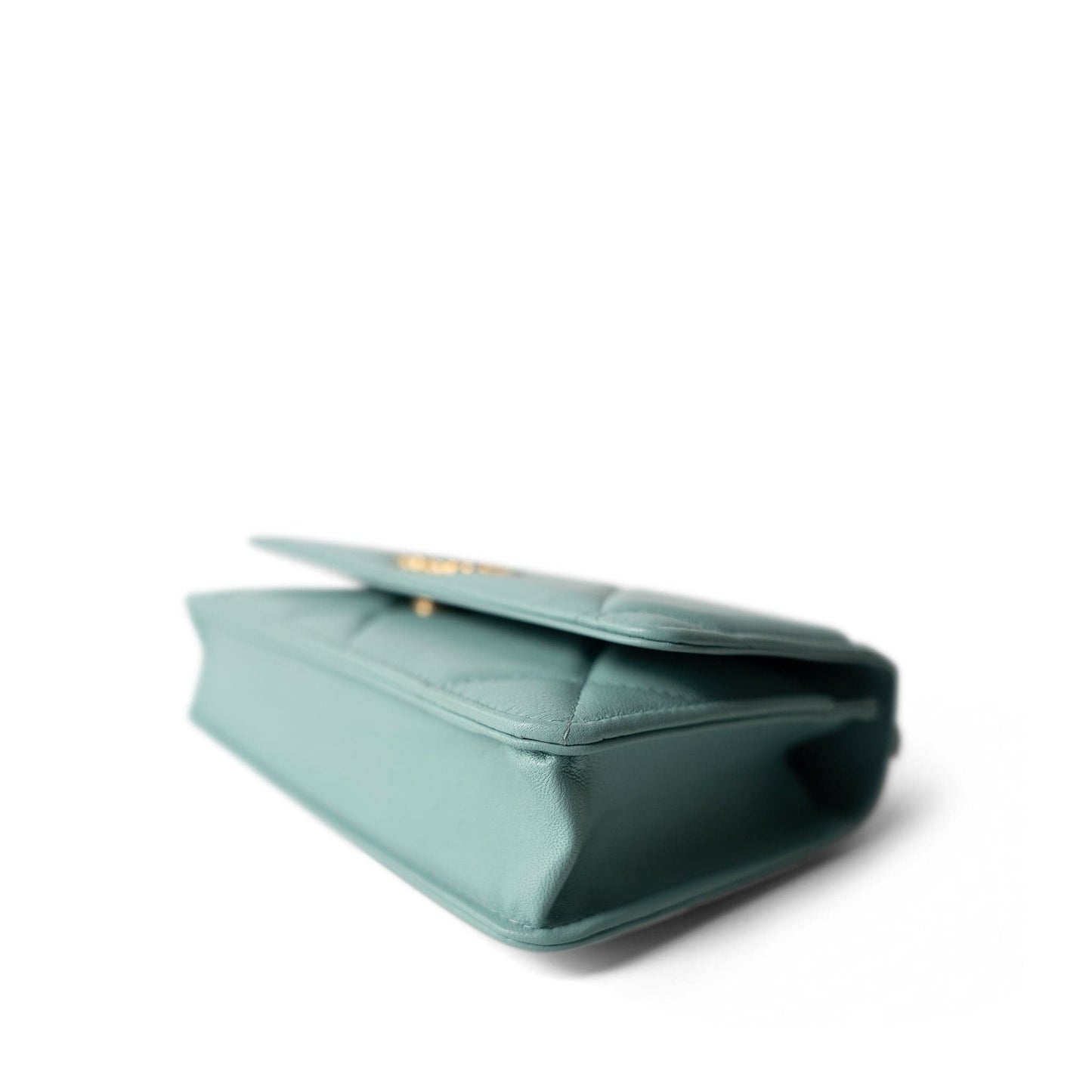 19C Tiffany Blue Lambskin Quilted 19 Wallet on Chain Mixed Hardware