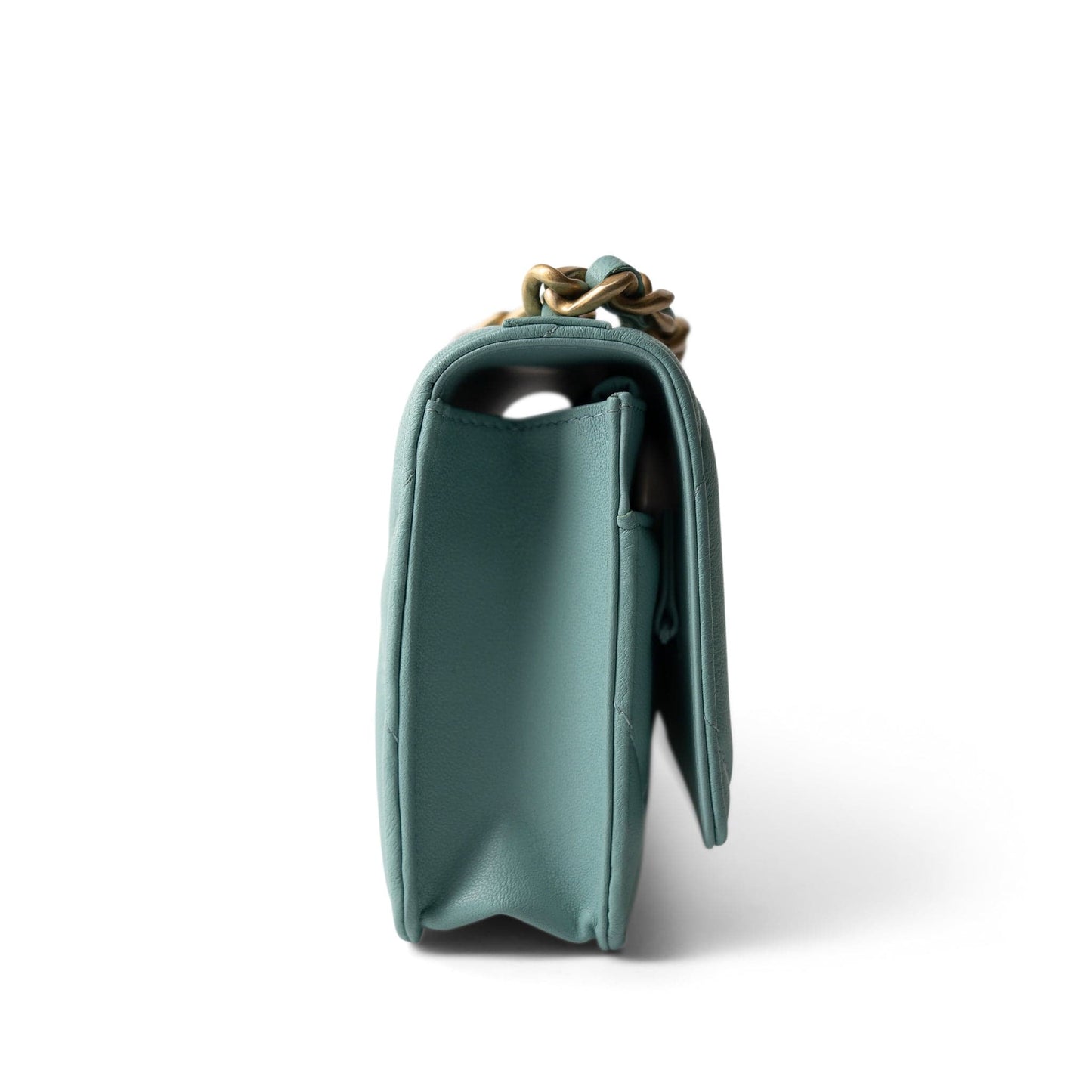 19C Tiffany Blue Lambskin Quilted 19 Wallet on Chain Mixed Hardware