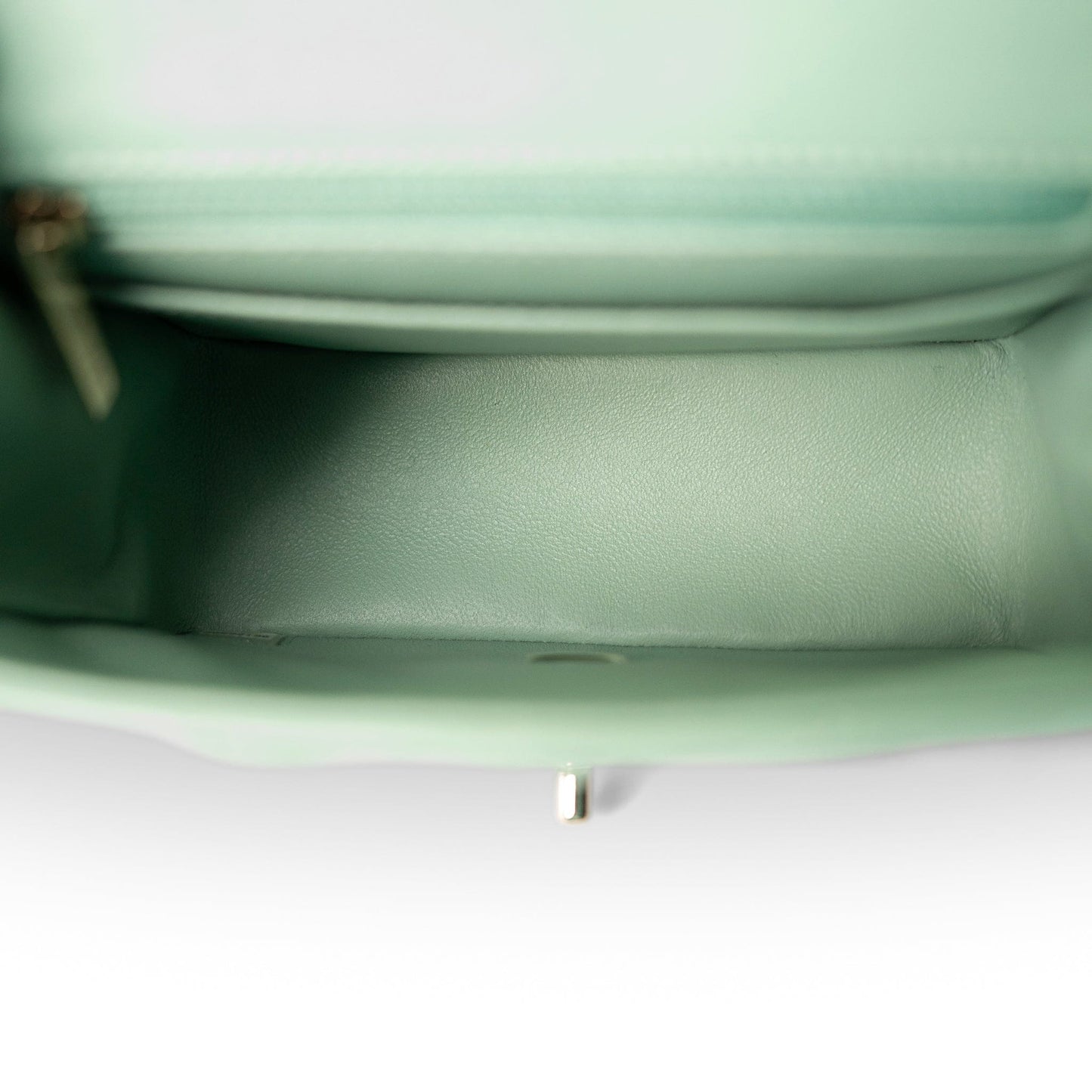 21C Green Lambskin Quilted Mini Square Flap Light Gold Hardware