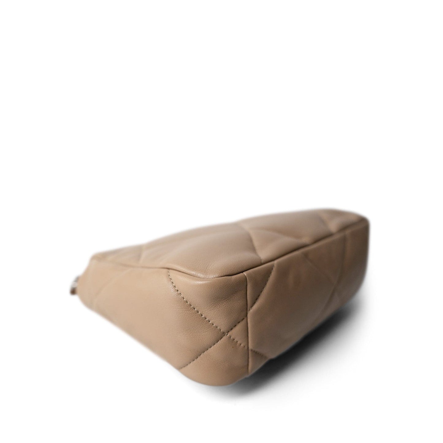 21S Dark Beige Lambskin Quilted 19 Flap Small Mixed Hardware