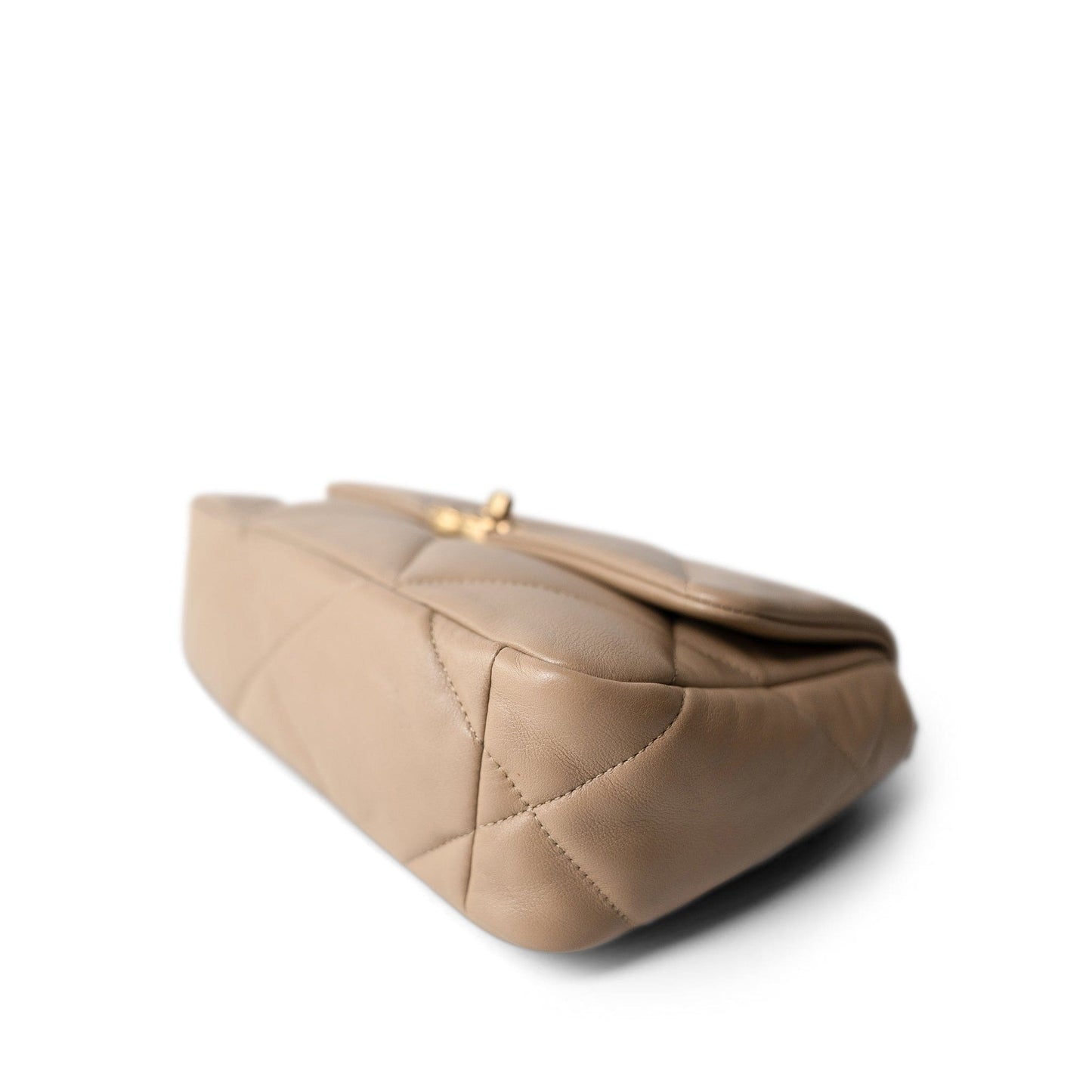 21S Dark Beige Lambskin Quilted 19 Flap Small Mixed Hardware