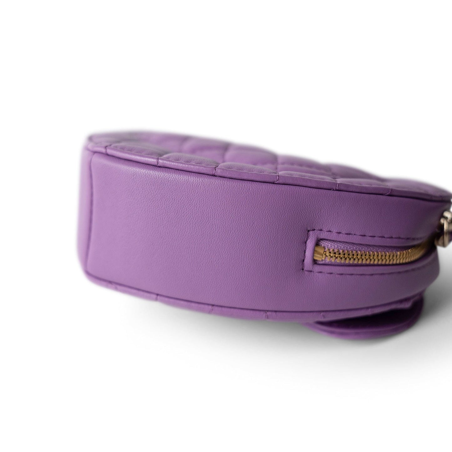 22S CC In Love Purple Lambskin Quilted Large Heart Bag