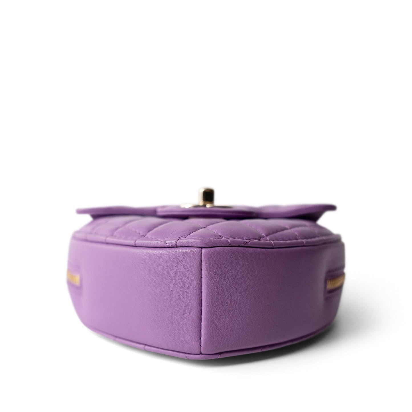 22S CC In Love Purple Lambskin Quilted Large Heart Bag