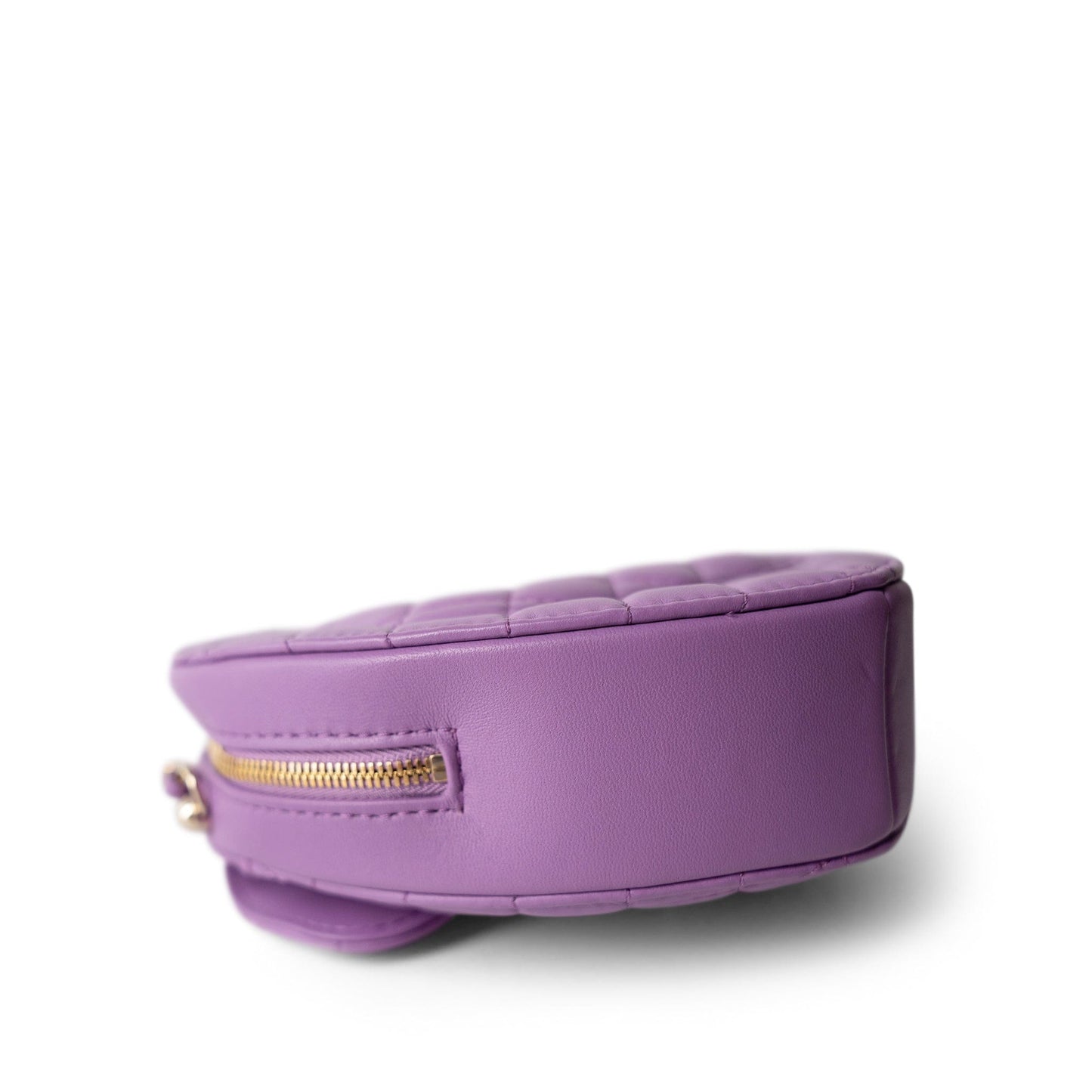 22S CC In Love Purple Lambskin Quilted Large Heart Bag