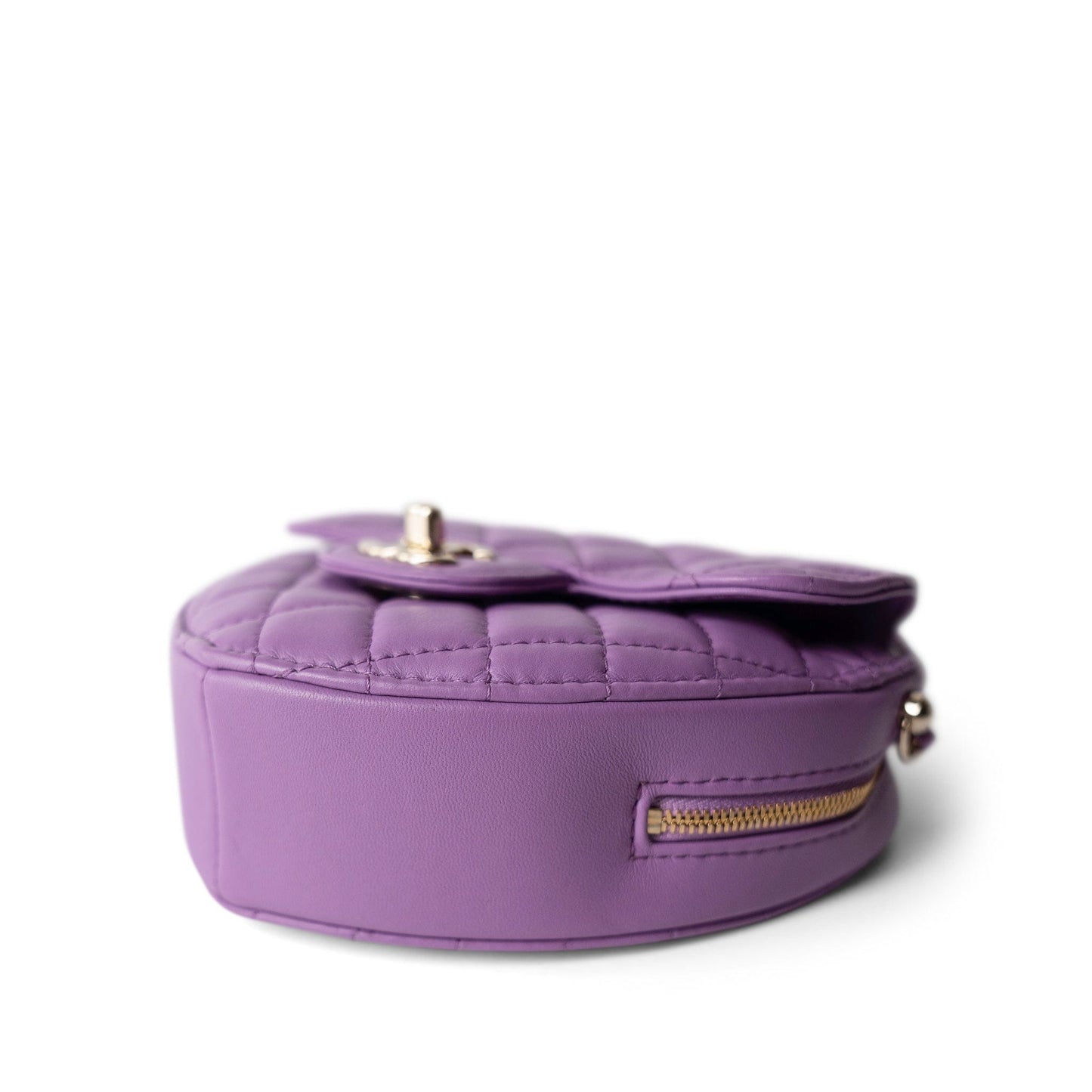 22S CC In Love Purple Lambskin Quilted Large Heart Bag