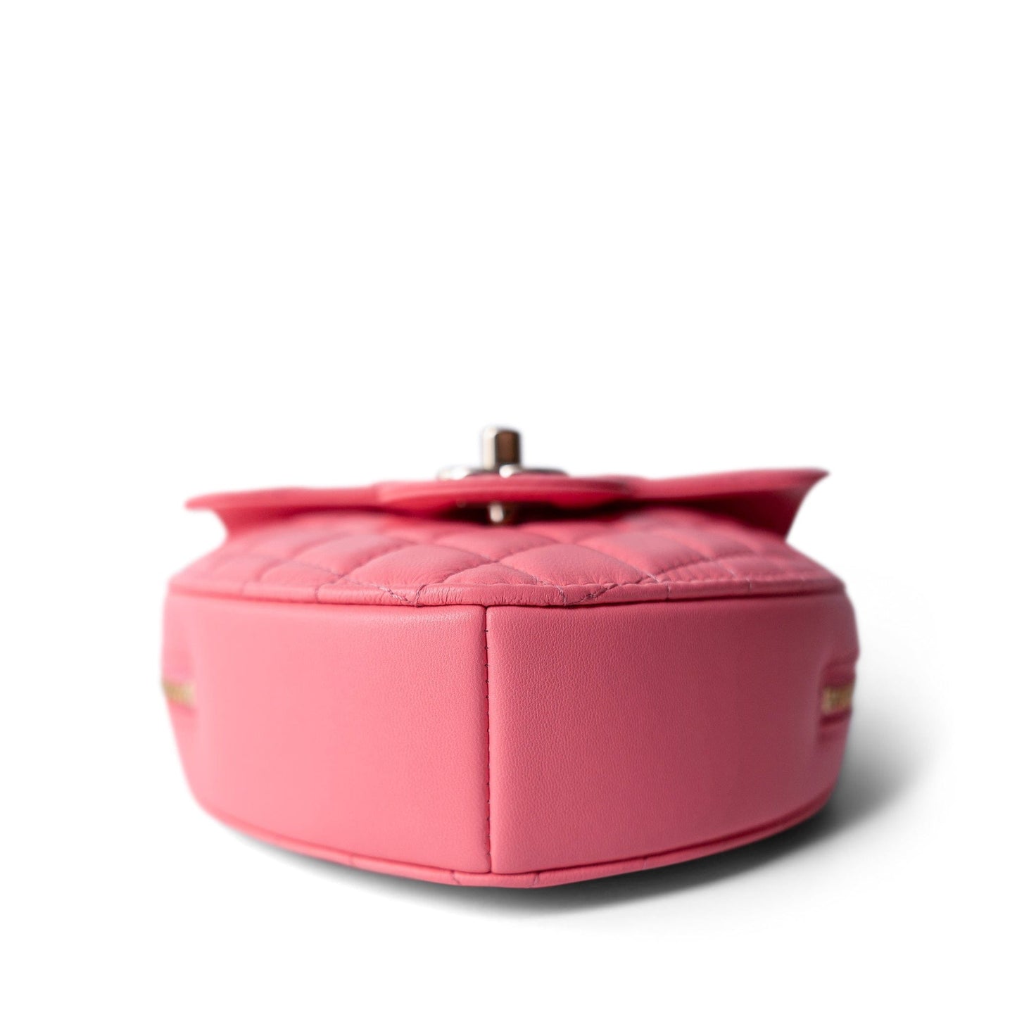 22S Pink Lambskin Quilted Large Heart Bag Light Gold Hardware