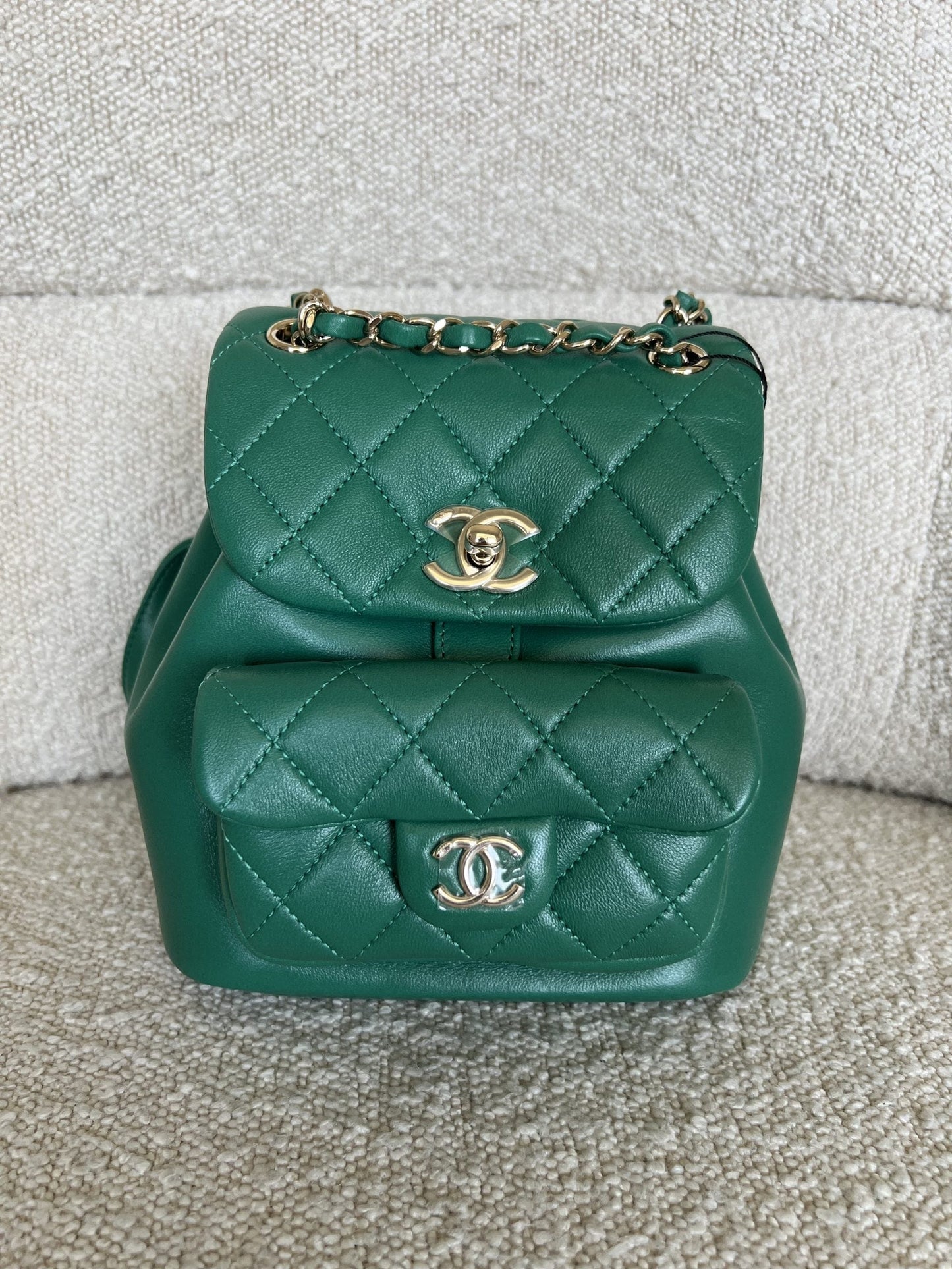 22A Green Leather Duma Backpack Small LGHW