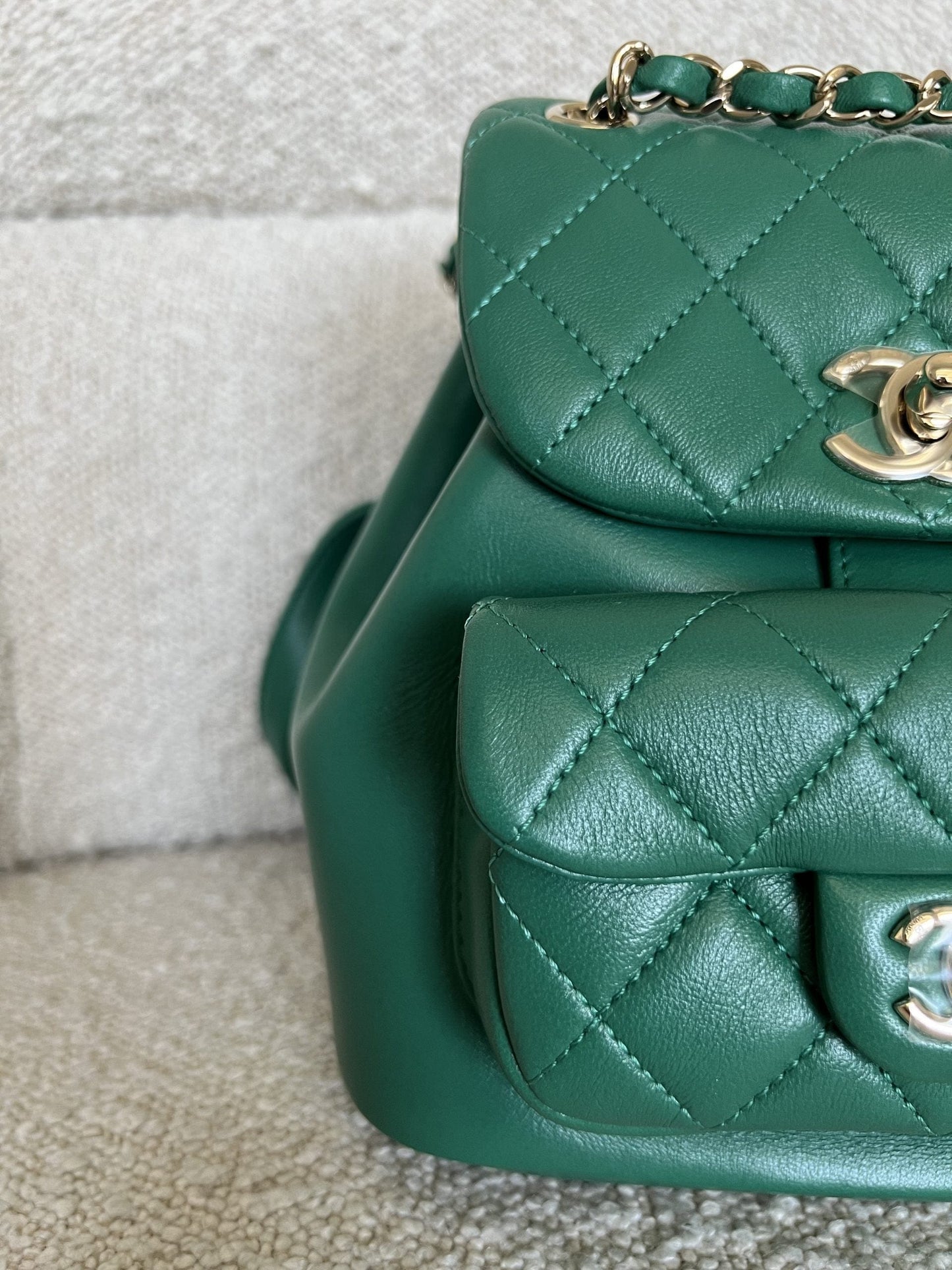 22A Green Leather Duma Backpack Small LGHW