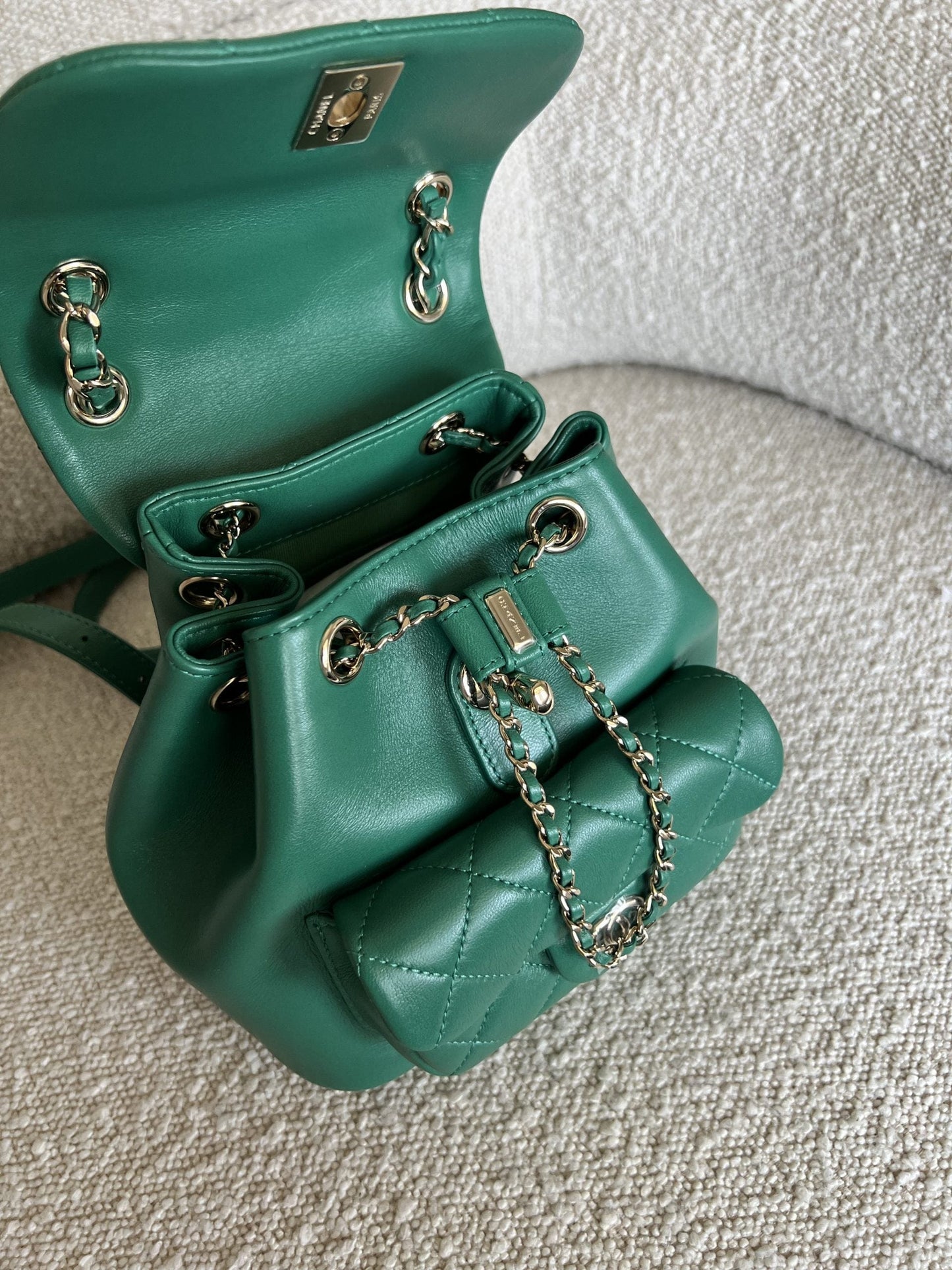 22A Green Leather Duma Backpack Small LGHW