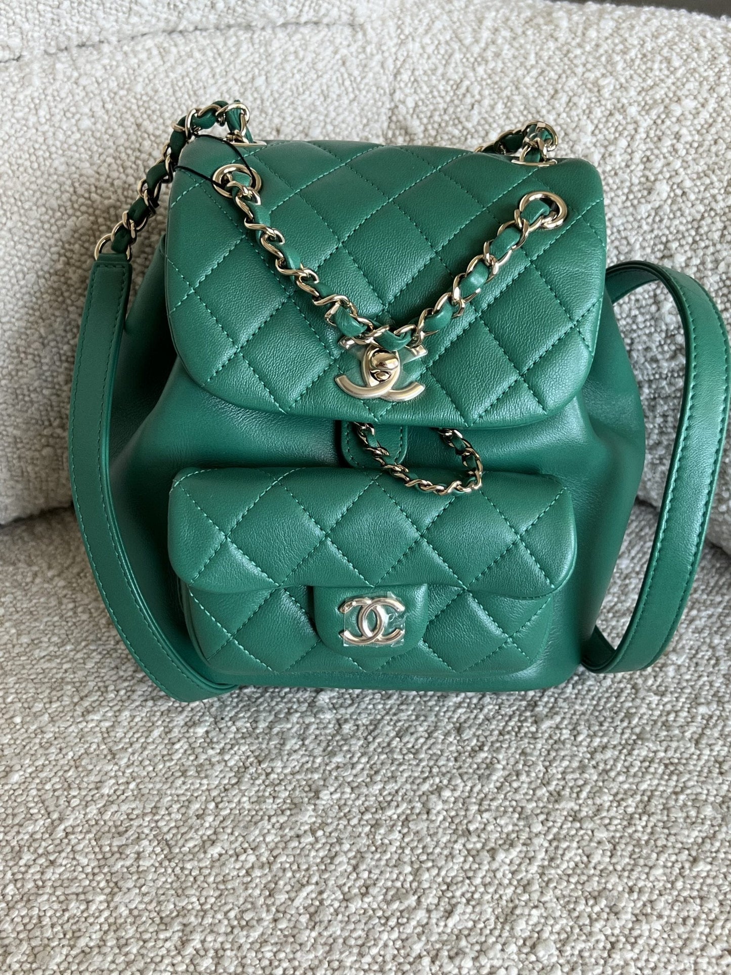 22A Green Leather Duma Backpack Small LGHW