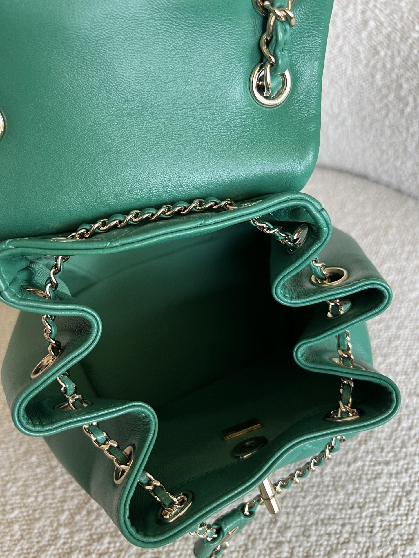 22A Green Leather Duma Backpack Small LGHW