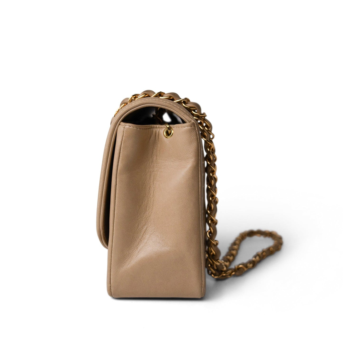 Diana Flap Beige Lambskin Quilted Medium Gold Hardware