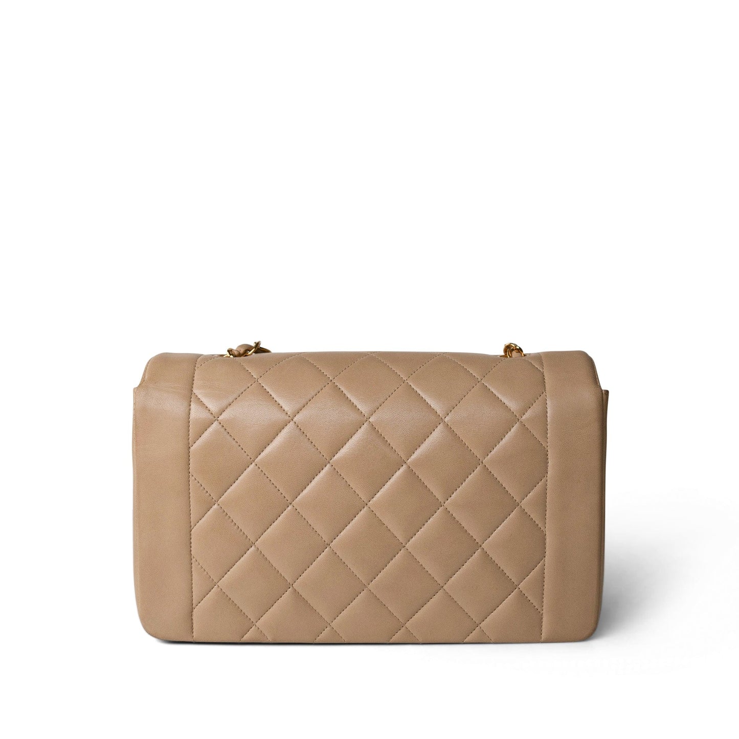 Diana Flap Beige Lambskin Quilted Medium Gold Hardware