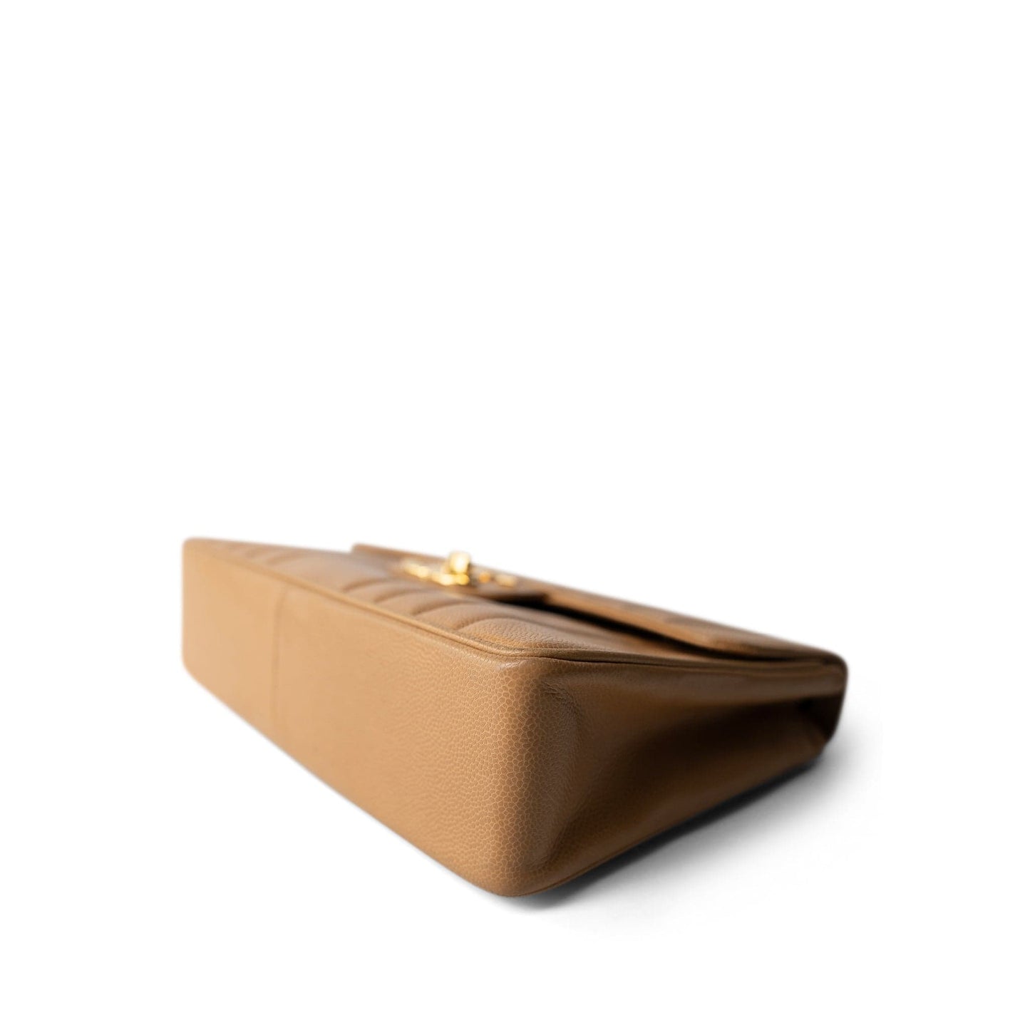 Vintage Mademoiselle Beige Caviar Vertical Flap Jumbo Gold Hardware