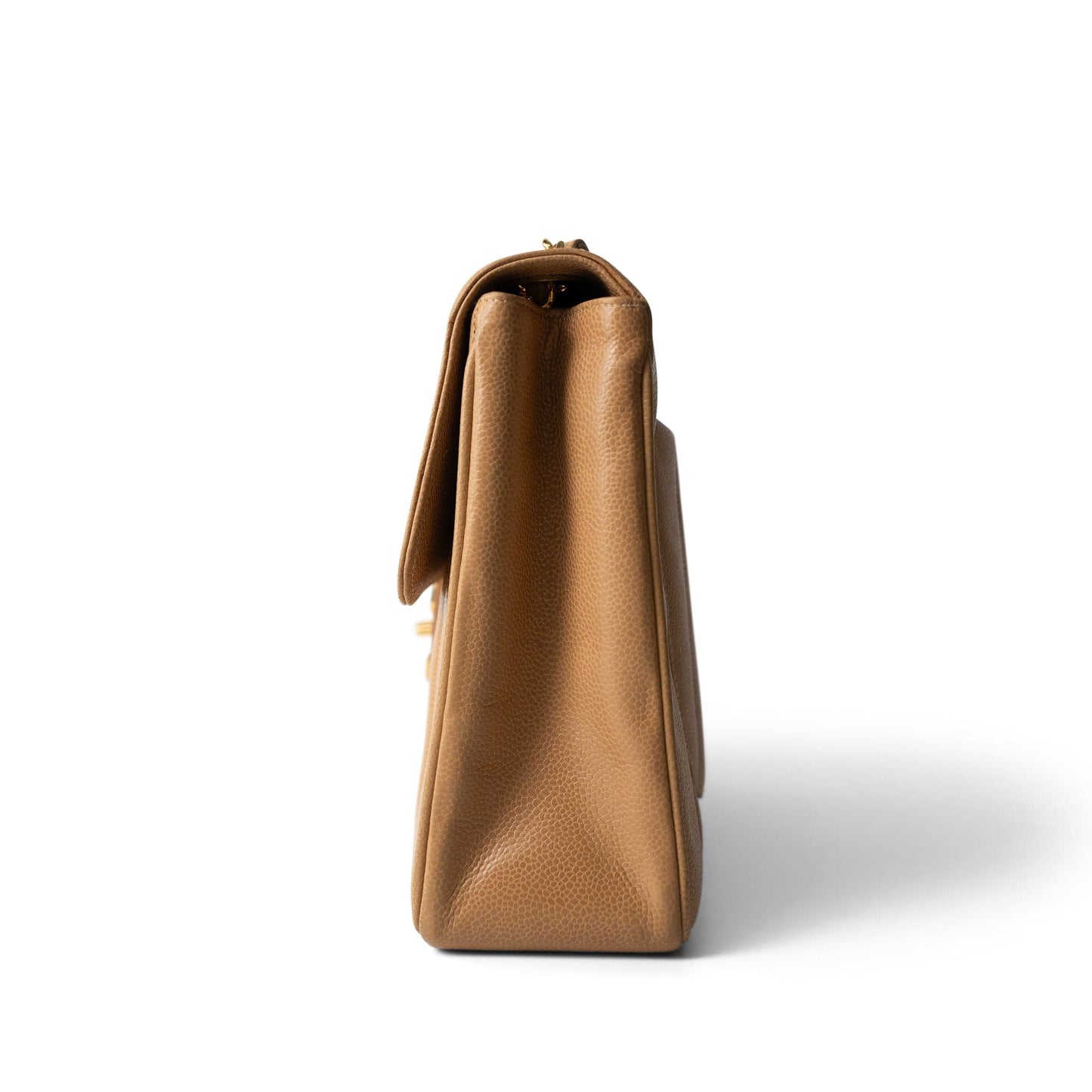 Vintage Mademoiselle Beige Caviar Vertical Flap Jumbo Gold Hardware