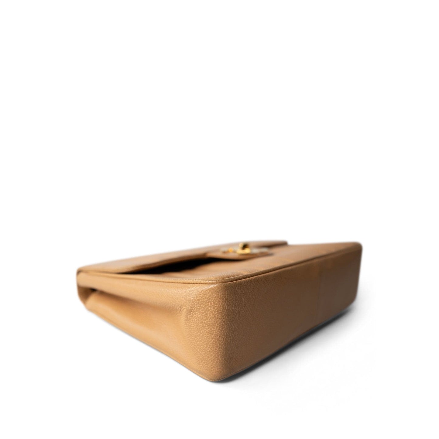 Vintage Mademoiselle Beige Caviar Vertical Flap Jumbo Gold Hardware