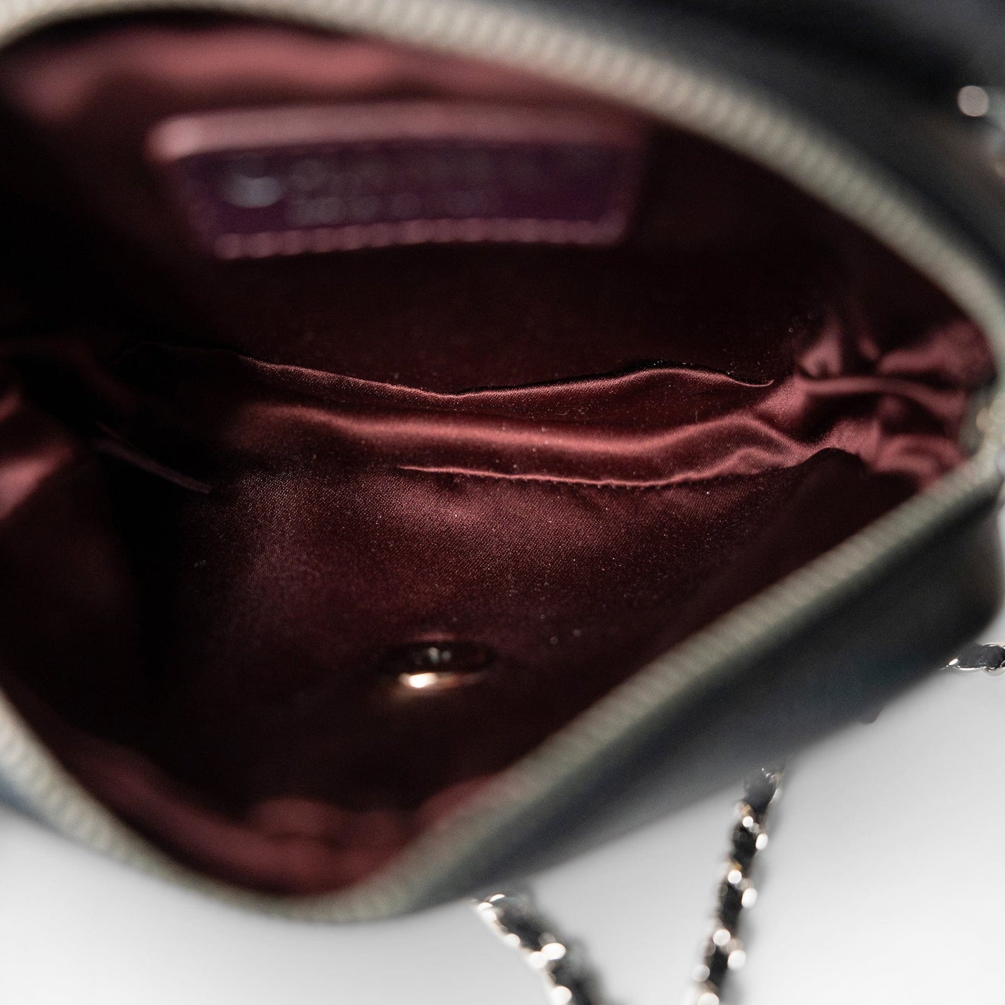 12C Black Caviar Quilted Mini Dual Zipper Case Silver Hardware