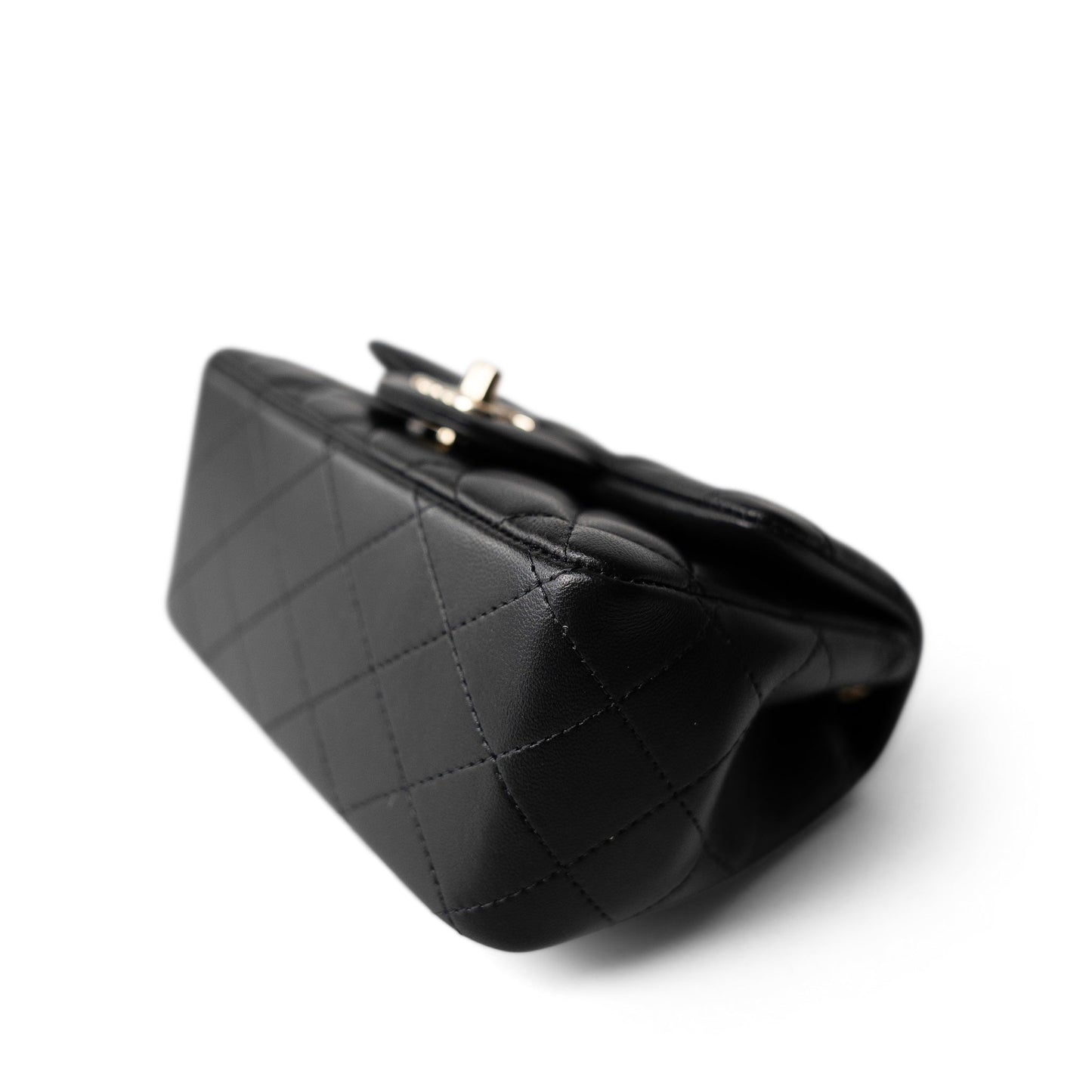 21P Black Lambskin Quilted Mini Square Flap Light Gold Hardware
