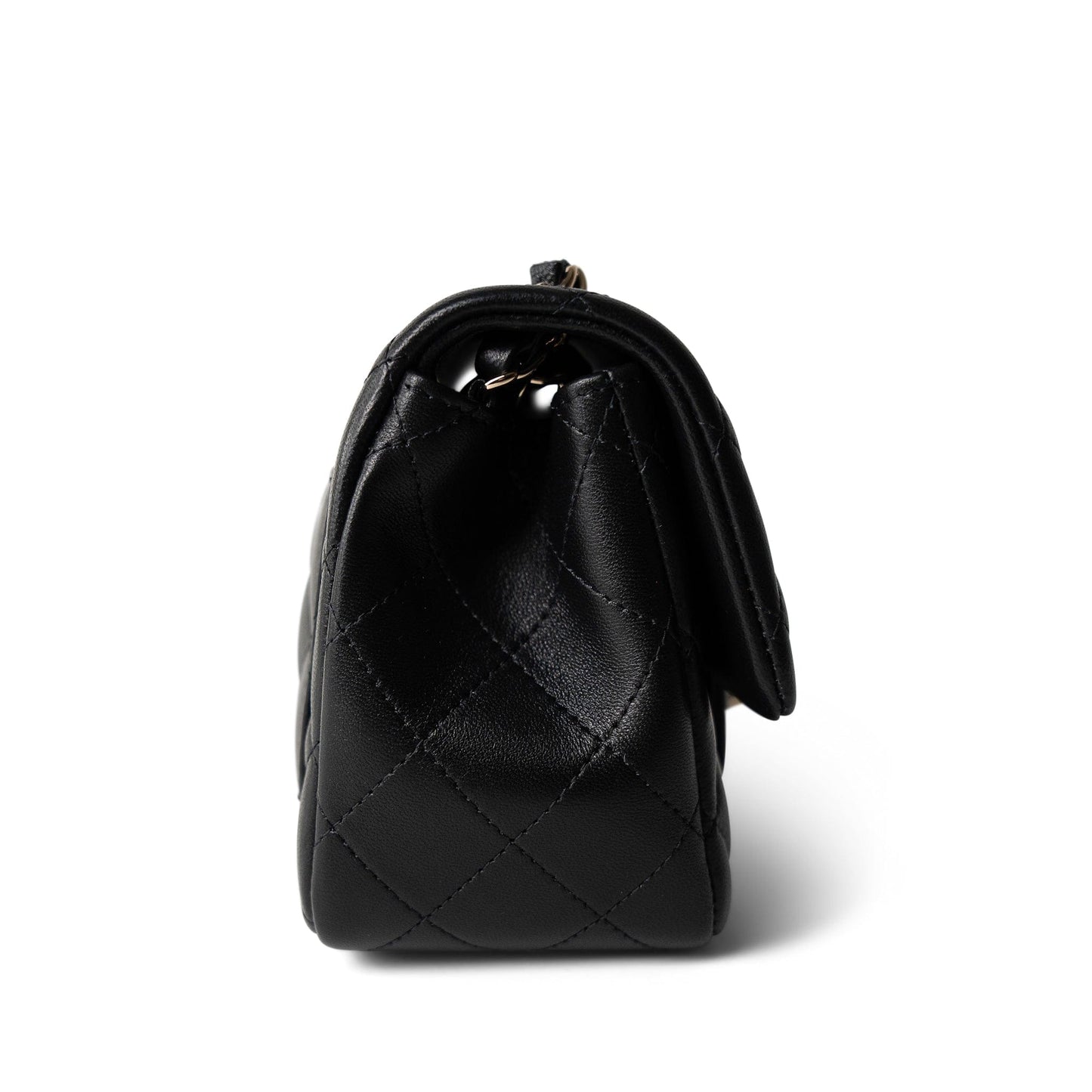 21P Black Lambskin Quilted Mini Square Flap Light Gold Hardware