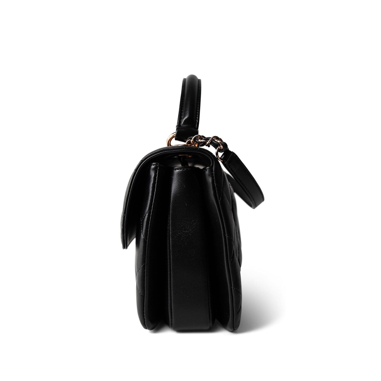 22C Black Lambskin Quilted Trendy CC Flap Small Rose Gold Hardware