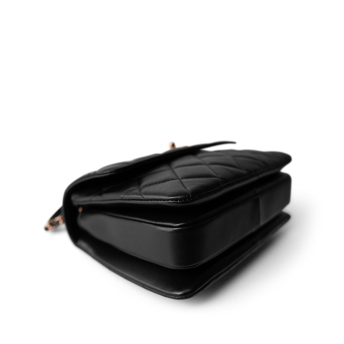 22C Black Lambskin Quilted Trendy CC Flap Small Rose Gold Hardware