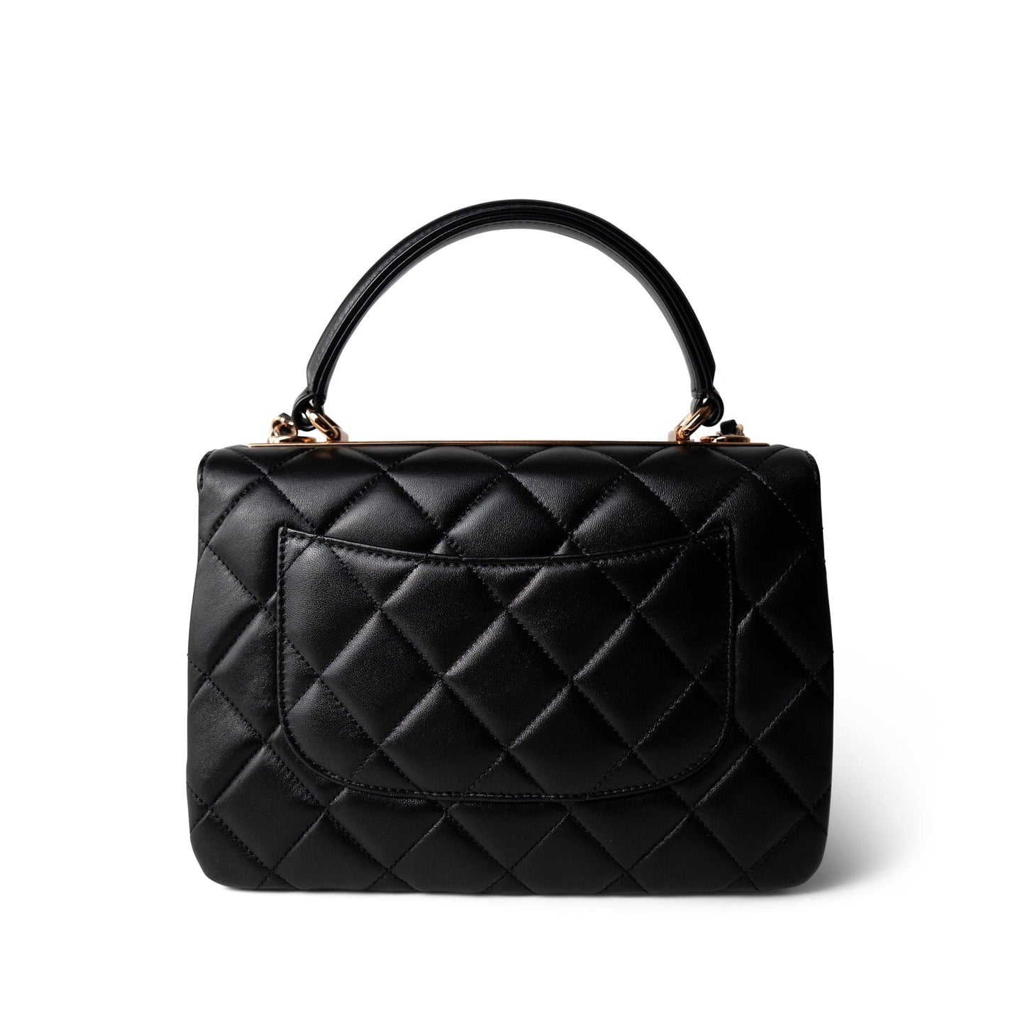 22C Black Lambskin Quilted Trendy CC Flap Small Rose Gold Hardware