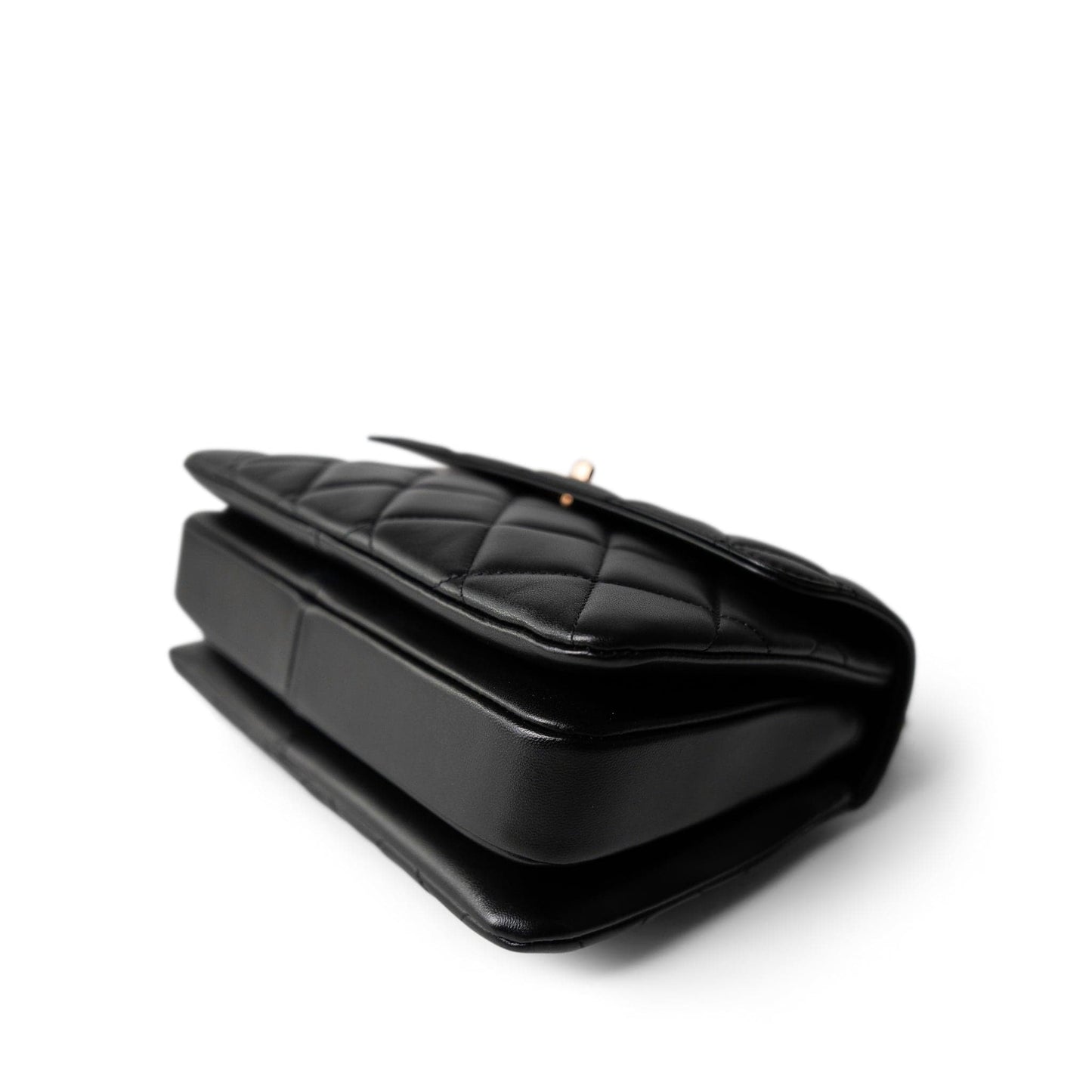 22C Black Lambskin Quilted Trendy CC Flap Small Rose Gold Hardware