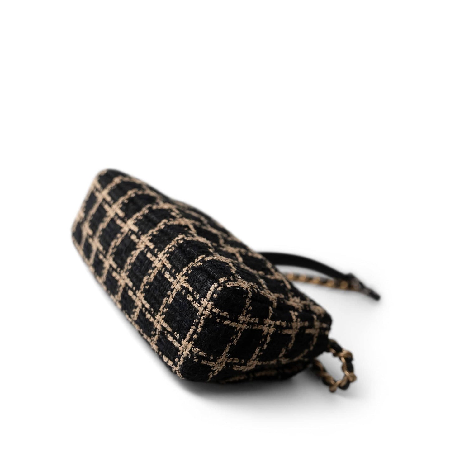 Black and Beige Tweed 19 Flap Small Mixed Hardware