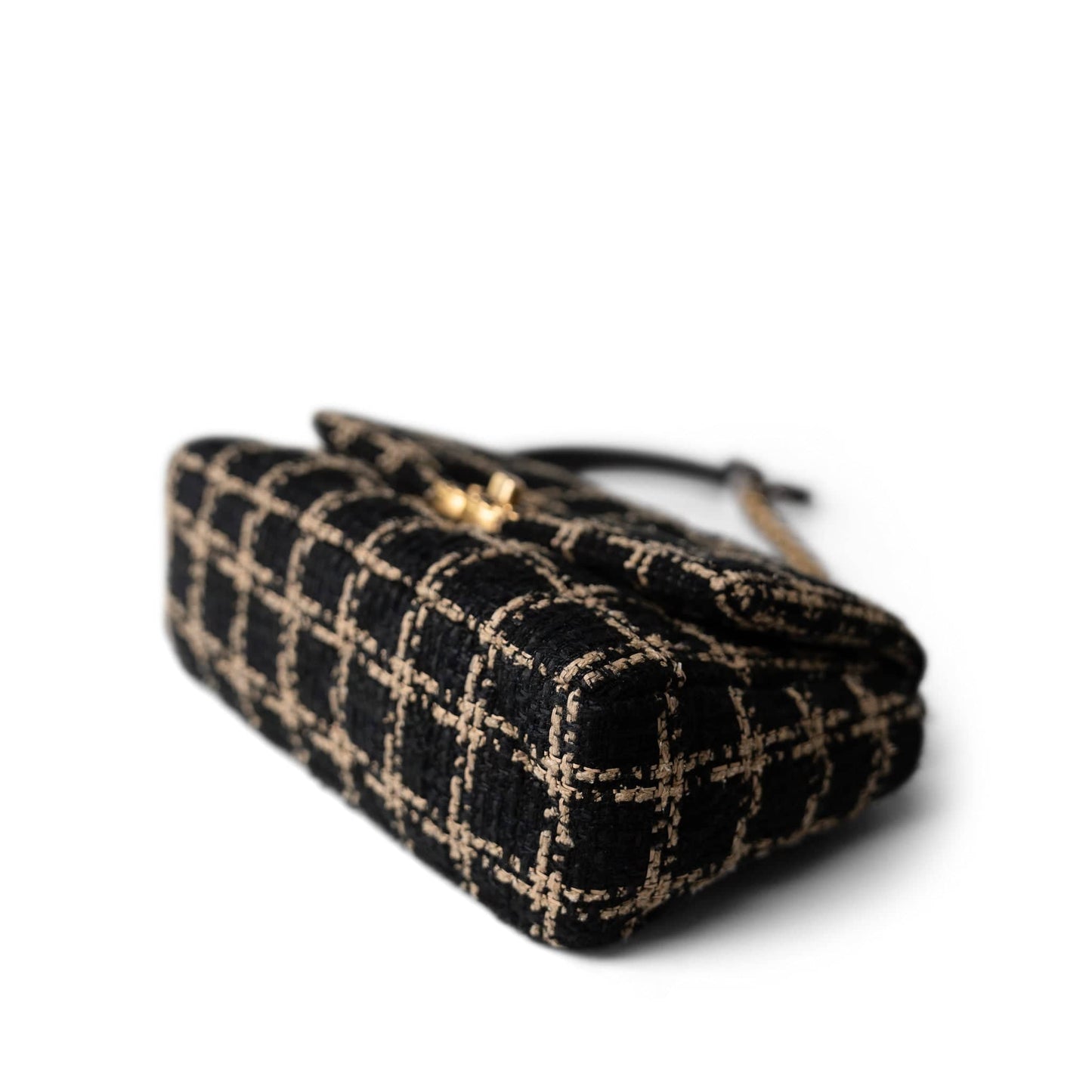 Black and Beige Tweed 19 Flap Small Mixed Hardware