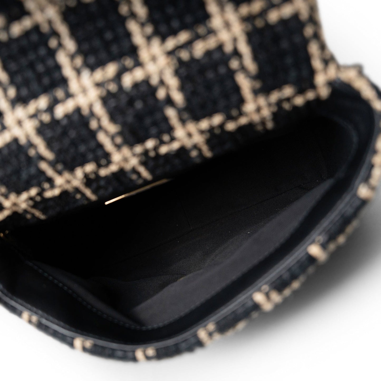 Black and Beige Tweed 19 Flap Small Mixed Hardware