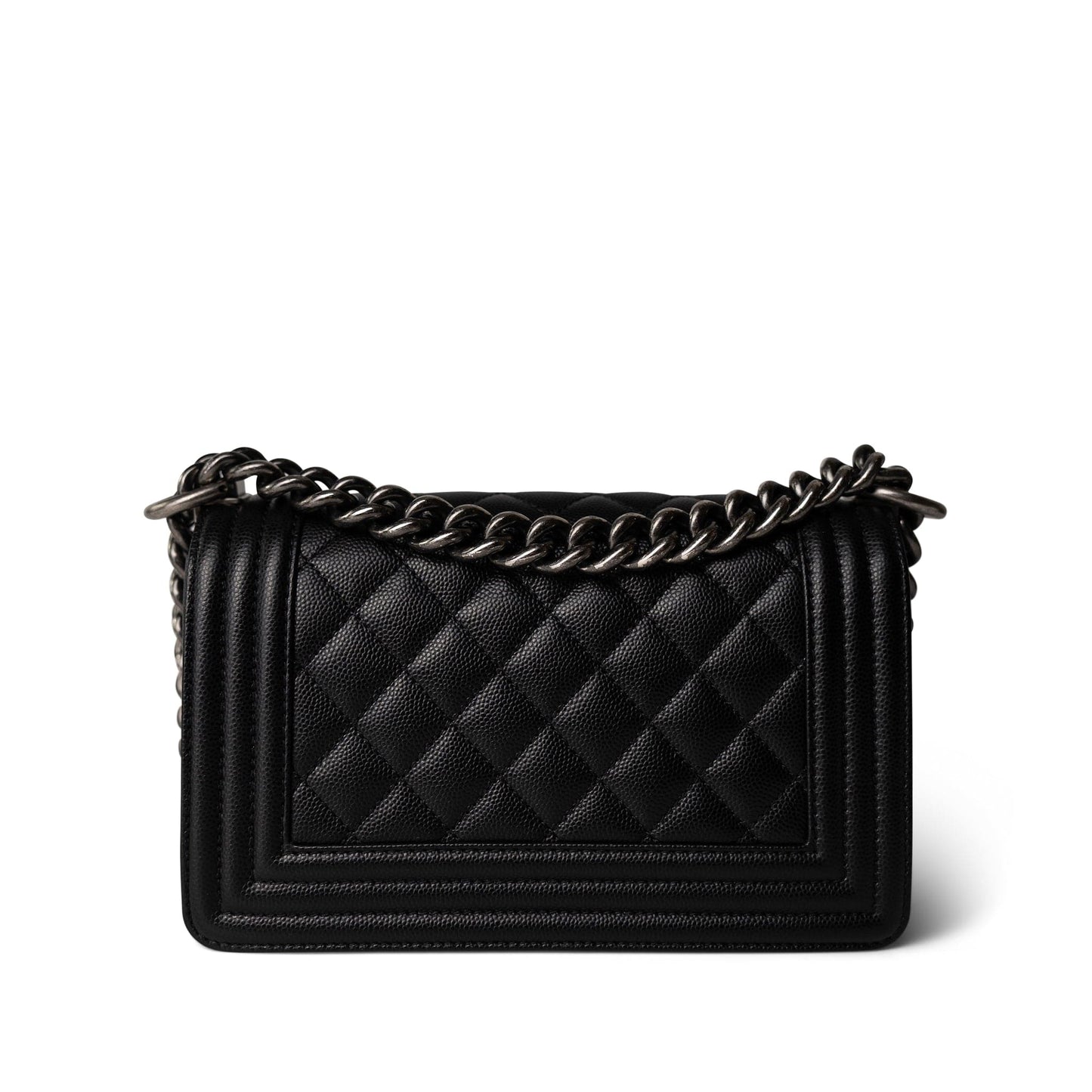 Black Caviar Quilted Le Boy Bag Small Ruthenium Hardware