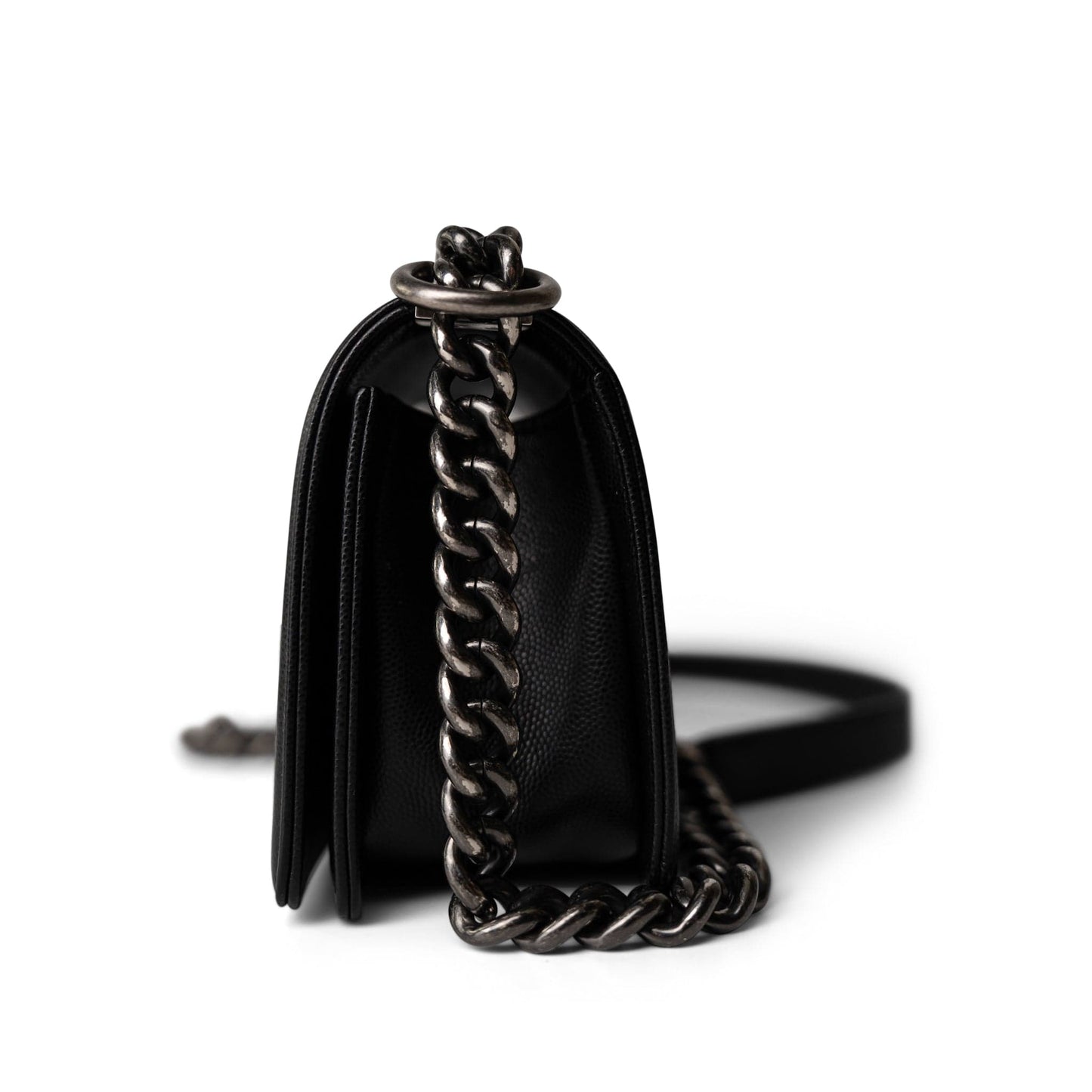 Black Caviar Quilted Le Boy Bag Small Ruthenium Hardware