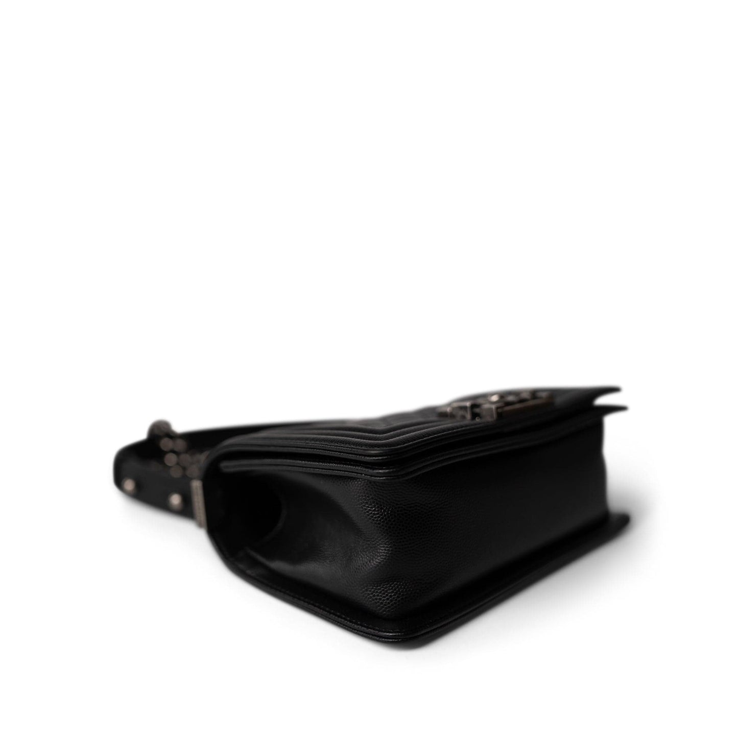 Black Caviar Quilted Le Boy Bag Small Ruthenium Hardware