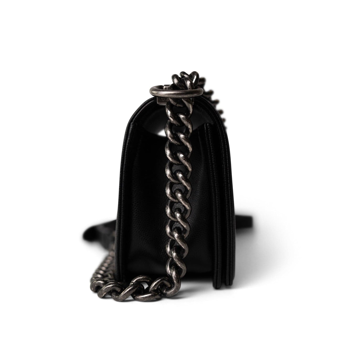 Black Caviar Quilted Le Boy Bag Small Ruthenium Hardware