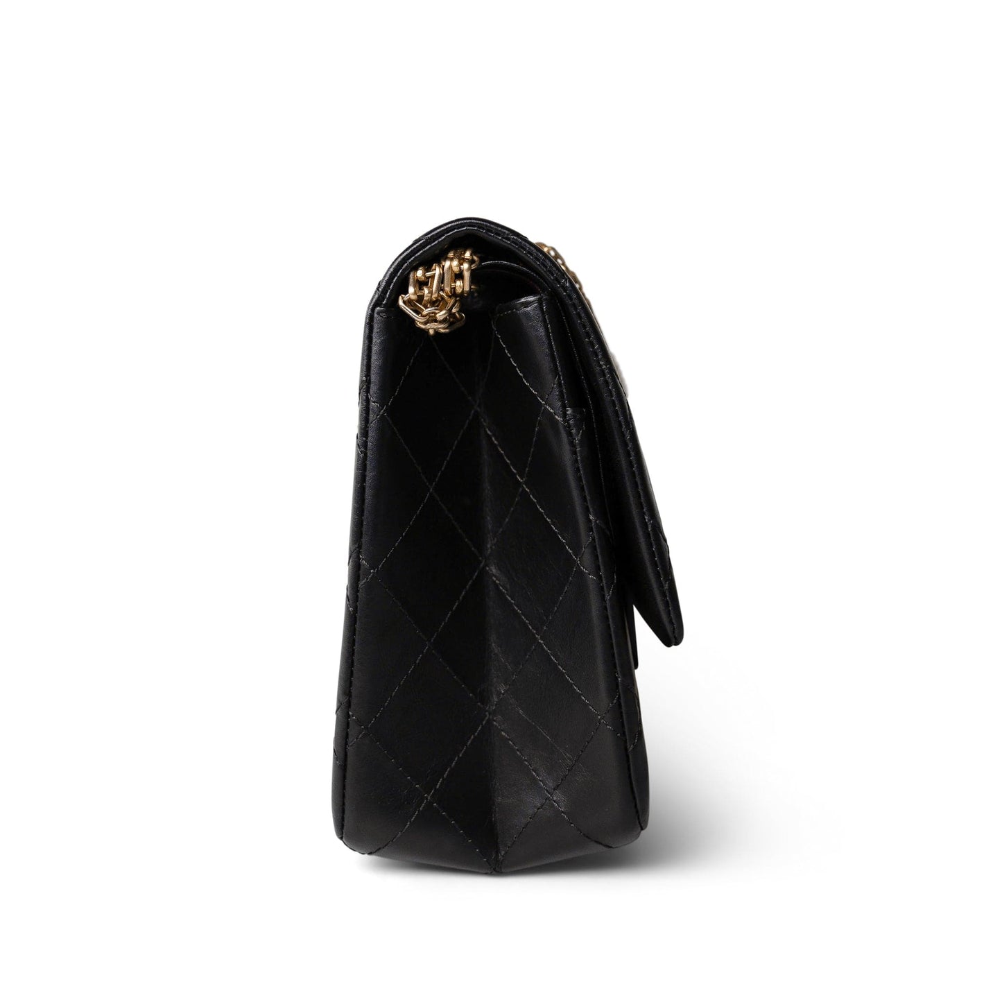 Black Crumpled Calfskin Quilted Reissue 2.55 227 Aged Gold Hardware