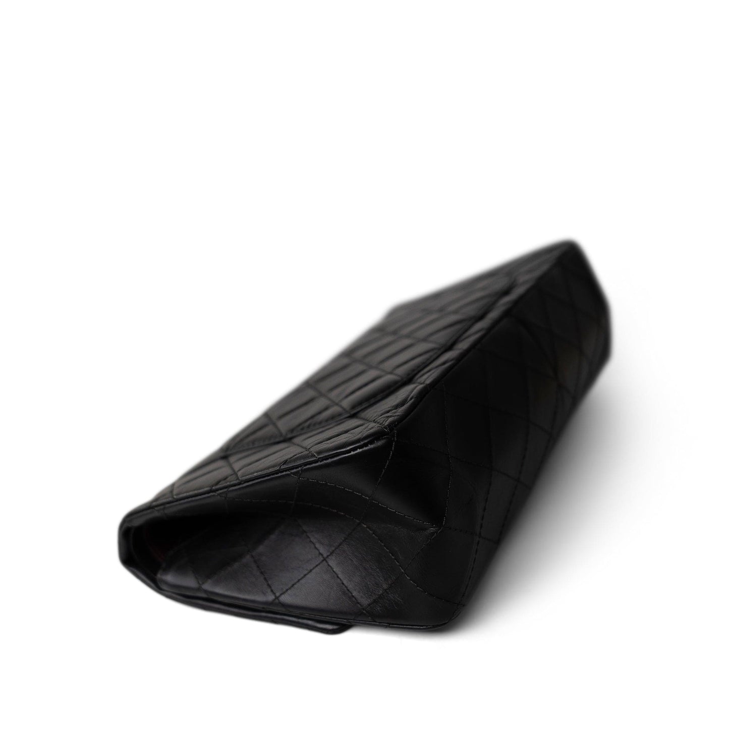 Black Crumpled Calfskin Quilted Reissue 2.55 227 Aged Gold Hardware