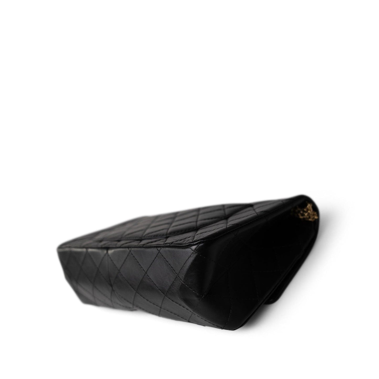 Black Crumpled Calfskin Quilted Reissue 2.55 227 Aged Gold Hardware