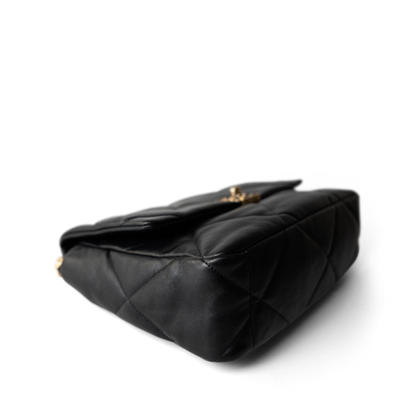 Black Lambskin Quilted 19 Flap Large Aged Gold Hardware