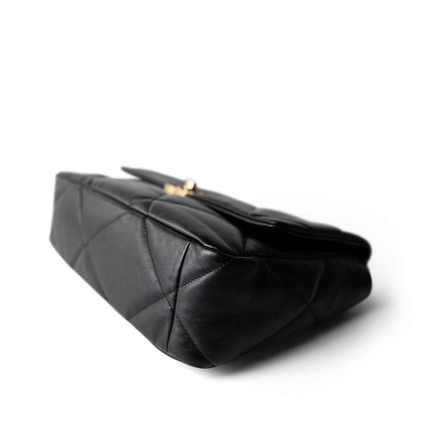 Black Lambskin Quilted 19 Flap Large Aged Gold Hardware