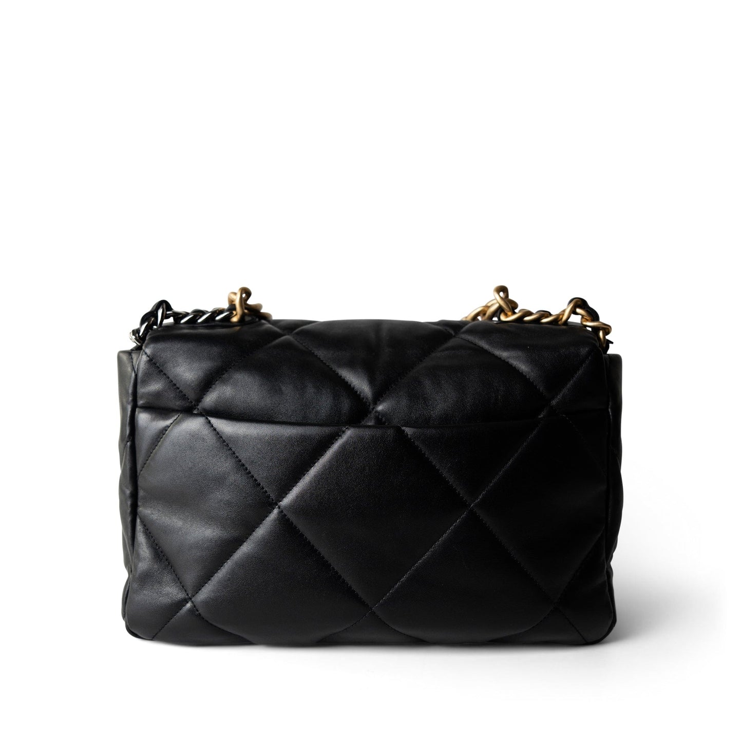Black Lambskin Quilted 19 Flap Large Aged Gold Hardware