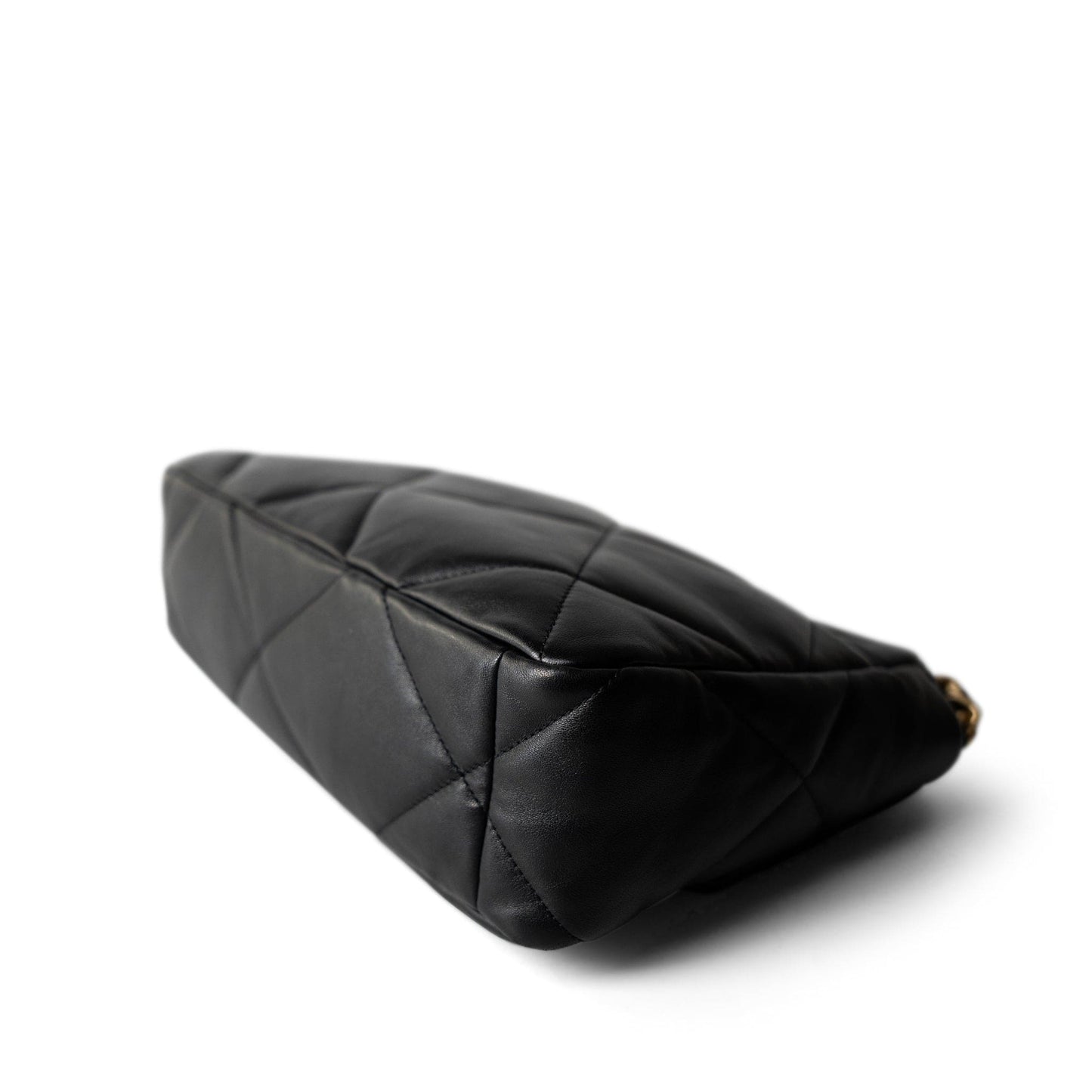 Black Lambskin Quilted 19 Flap Large Aged Gold Hardware