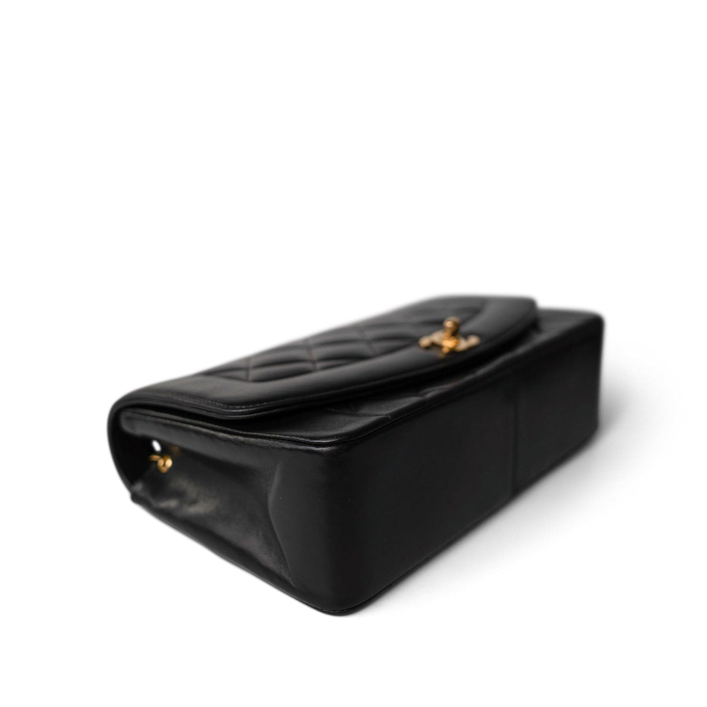 Diana Flap Black Lambskin Quilted Medium Gold Hardware