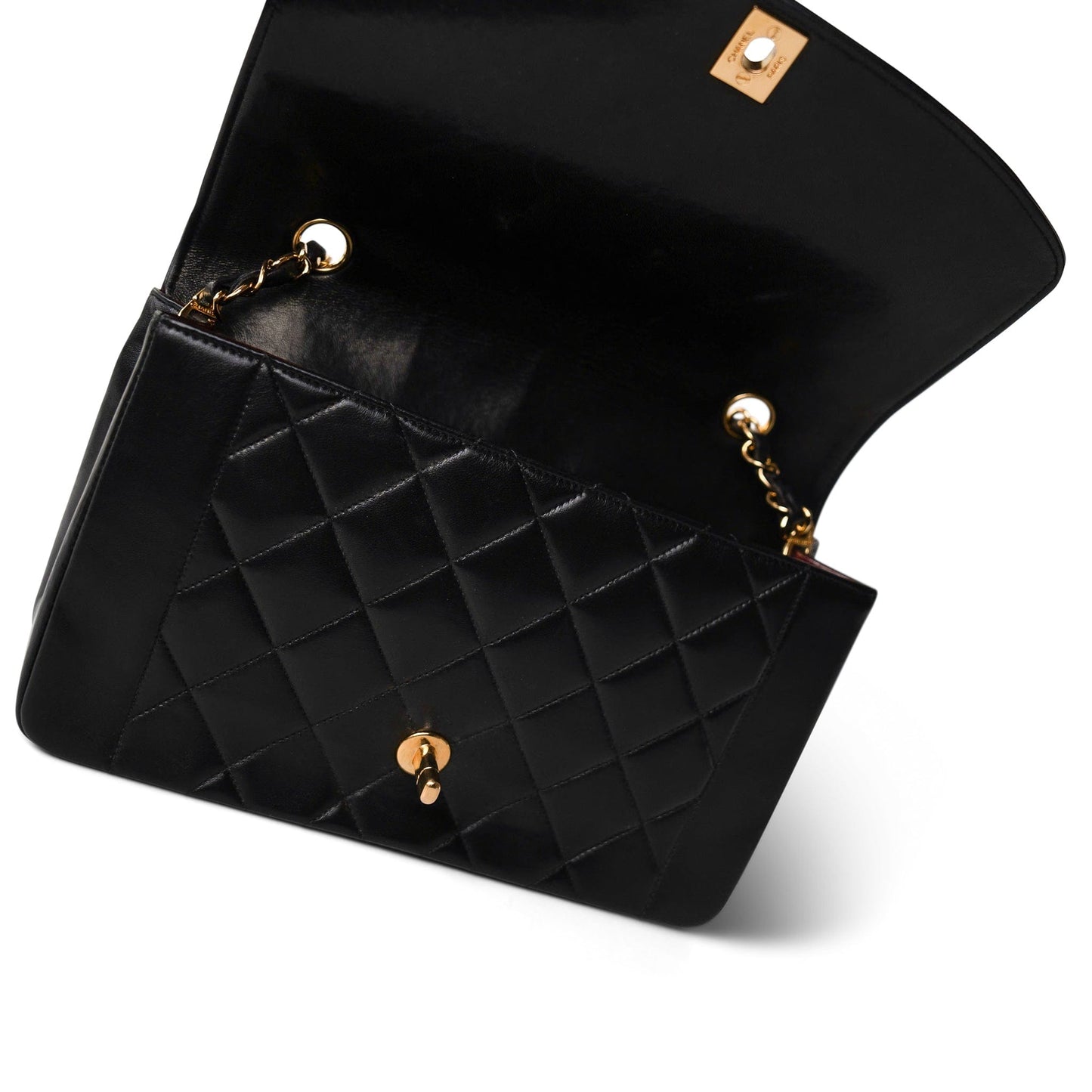 Diana Flap Black Lambskin Quilted Medium Gold Hardware